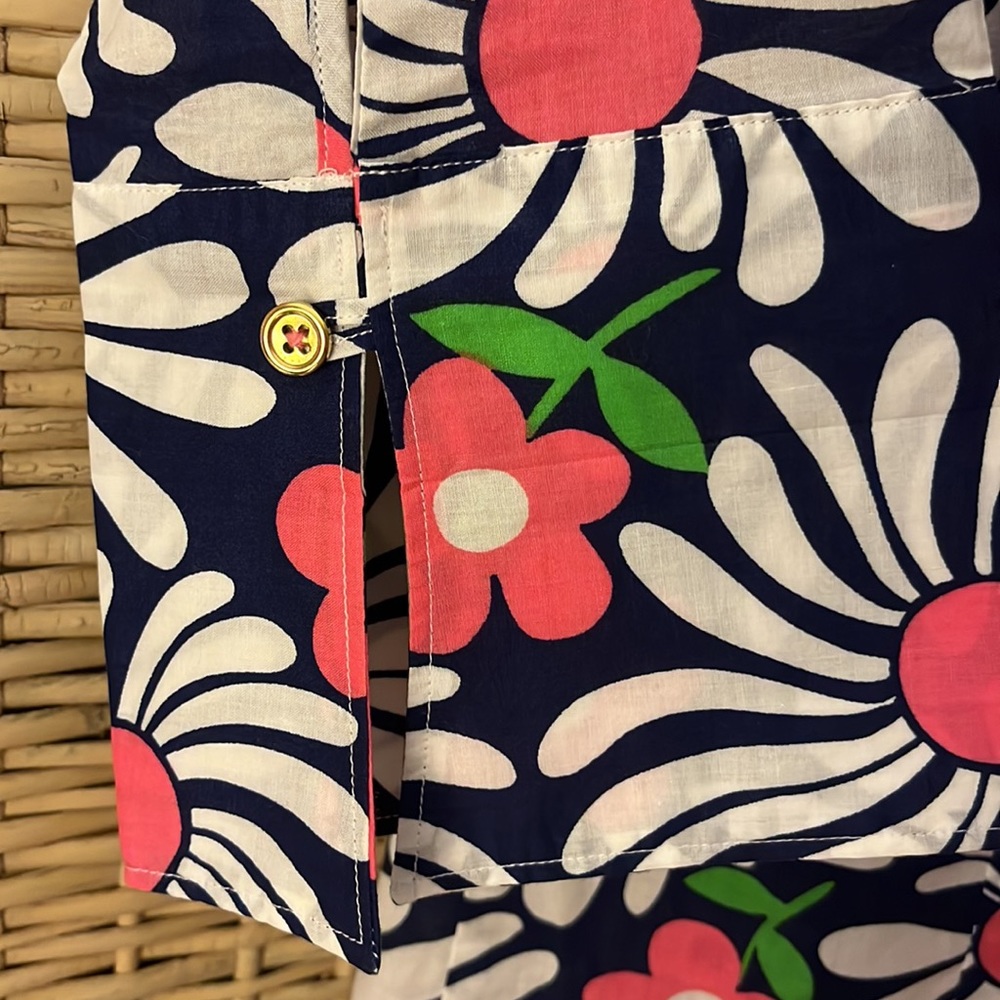 Lilly Pulitzer💕💙🤍 S 12 navy Gold but wht & pink floral print 3/4  sleeve NWB - Picture 5 of 7